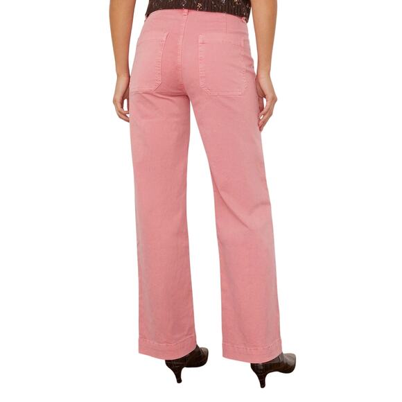 Sz 29 AskkNY Sailor Pant WashedPink Canvas HiRise WideLeg StretchTwill - Picture 4 of 12